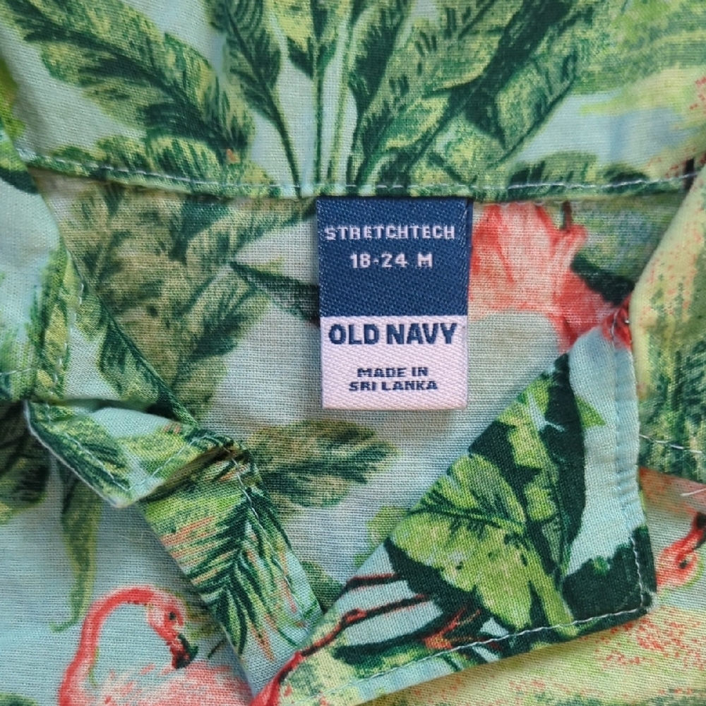 Old Navy Tropical Flamingo Shirt Size 18-24 Months - Picture 4 of 6